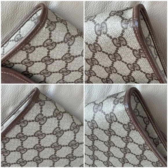 Authentic Vintage Gucci Brown Monogram Canvas Leather Flap Crossbody Clutch Bag - Picture 7 of 12
